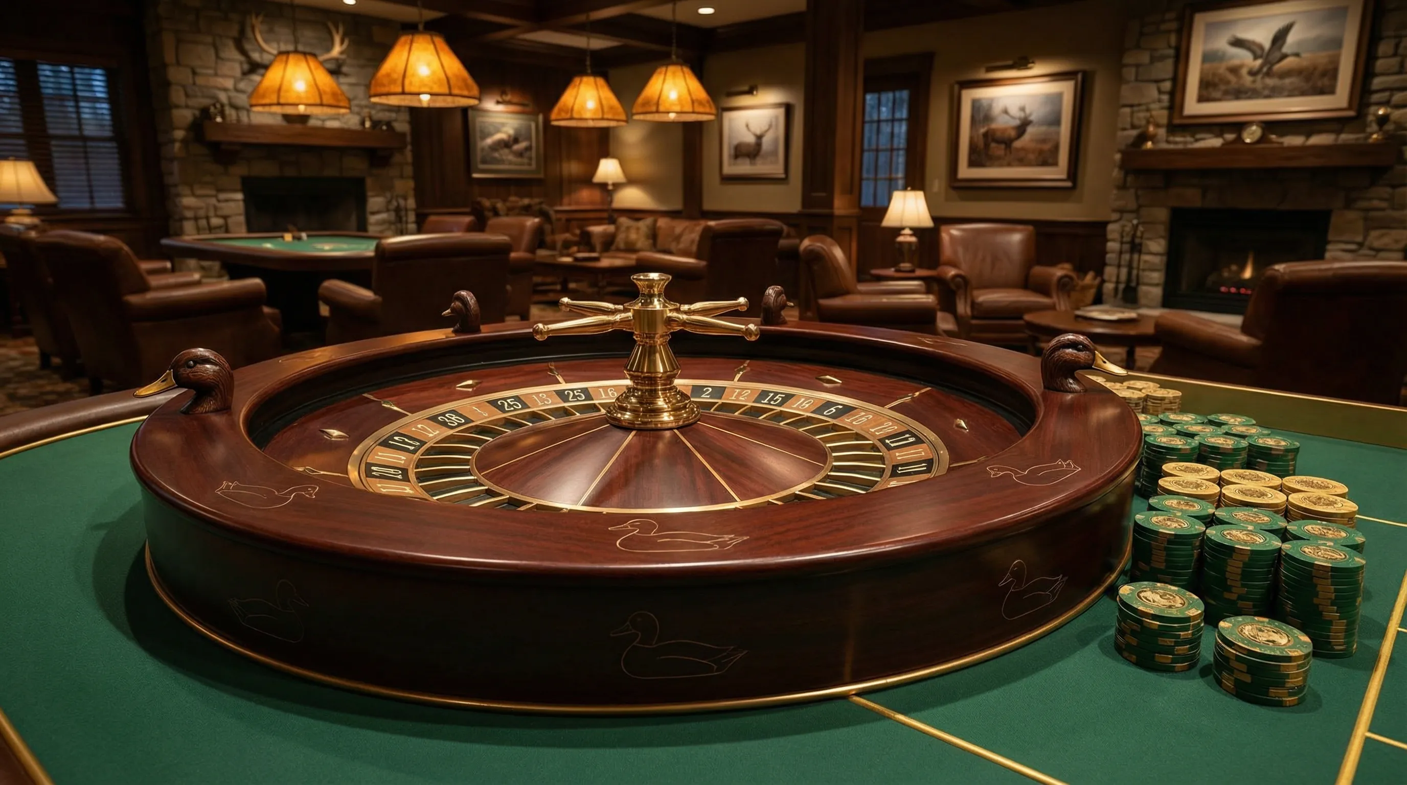 Roleta premium com detalhes em madeira e latão